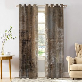 Shrahala Brown Abstract Art Blackout Window Curtains, Grey Acrylic Thermal Insulated Curtains Grommet Top Window Drapes for Living Room, Bedroom (2 Panels,52 x 84 in)