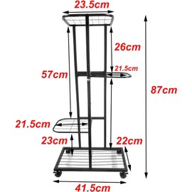 Repisas Para Macetas Vertical 4 Niveles,Soporte Esquinero para Plantas con Ruedas Estante de Metal para Múltiples Plantas Soporte Alto para Flores para Patio,Jardín,Balcón, Sala de Estar,Dormitorio