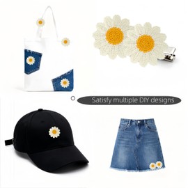 10 Pcs Cute Crochet Daisy Patches for Clothing, Sew-on Floral Embroidered Appliques, Iron-on Flower Patches for Clothes Bag Clips DIY Decorations