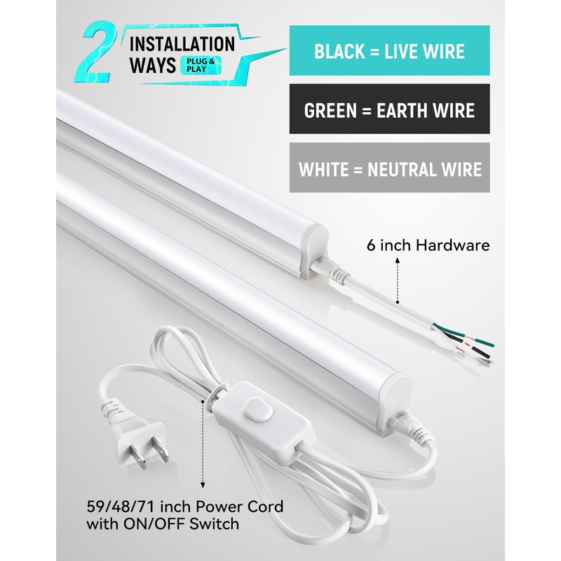 SUNLINKCO (2 Pack 4FT T5 LED Shop Light,6500K,20W,2300LM(Super Bright White)