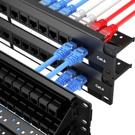 LinkNexa 48 Port Patch Panel, Keystone Patch Panel 48 Port Loaded with RJ45 Couplers Plus 4 Spare, 10G Pass-Through, UTP 19-Inch 2U Ethernet Panel with Removable Back Bar for Cat5, Cat5e, Cat6 Cabling
