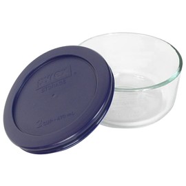 Pyrex (1) 7200 2 Cup Glass Bowl & (1) 7200-PC Dark Blue Storage Lid Made in USA