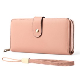 GAEKEAO Ladies Purse RFID Blocking Leather Large Capacit Women's Wallet with Multiple Card Slots and Zipper Pocket
