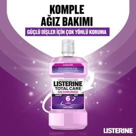 listerine, total care, diş koruyucu, 6 etkili florürlü ağız bakım ürünü, hafif tat, sıfır alkol, nane aromalı, 250ml