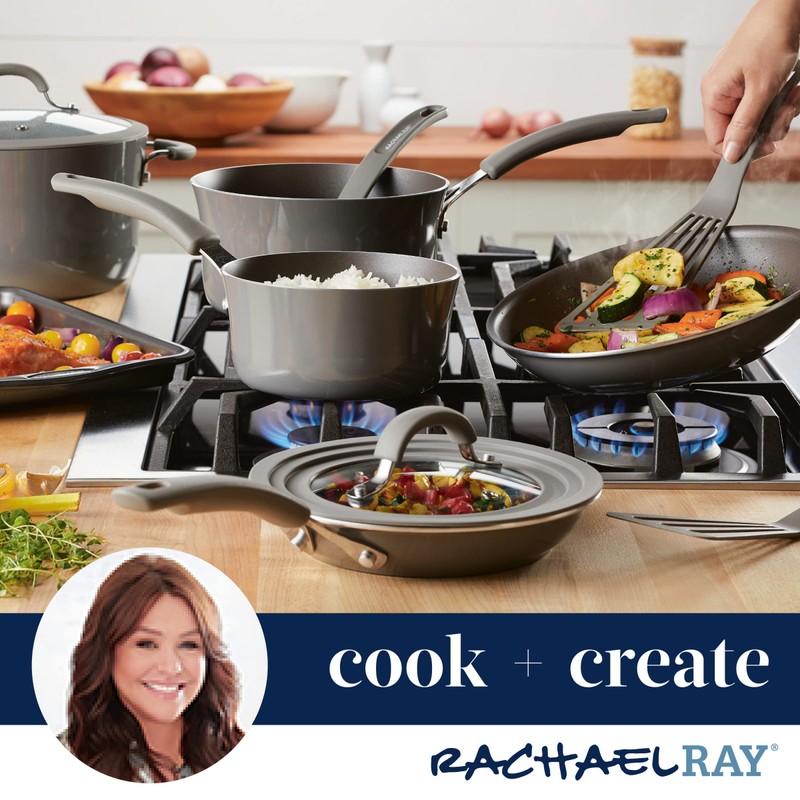 Rachael Ray Cook + Create Nonstick Stovetop Griddle/Grill Pan, Square,