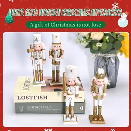 CADUFUELLY 4PCS 18CM Wooden Nutcracker Christmas Decoration - King & Soldier Styles