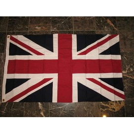 British Union Jack Flag 4 FT X 6 FT 100% Cotton & Embroidered Patch Combo UK Great Britain British Empire …