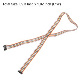 MECCANIXITY 1 Pcs IDC Rainbow Wire Flat Ribbon Cable FC-Female to 20P 39.3 Inch Length 2.54mm Pitch Breadboard Jumper Wires for Electronic Projects