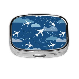 Airplane Pill Box Small Pill Case for Purse & Pocket Cute Pill Case Rectangle Pillbox Organizer Daily Pill Box Organizer Travel Pill Container 2 Compartment Pill Holder Mini Pill