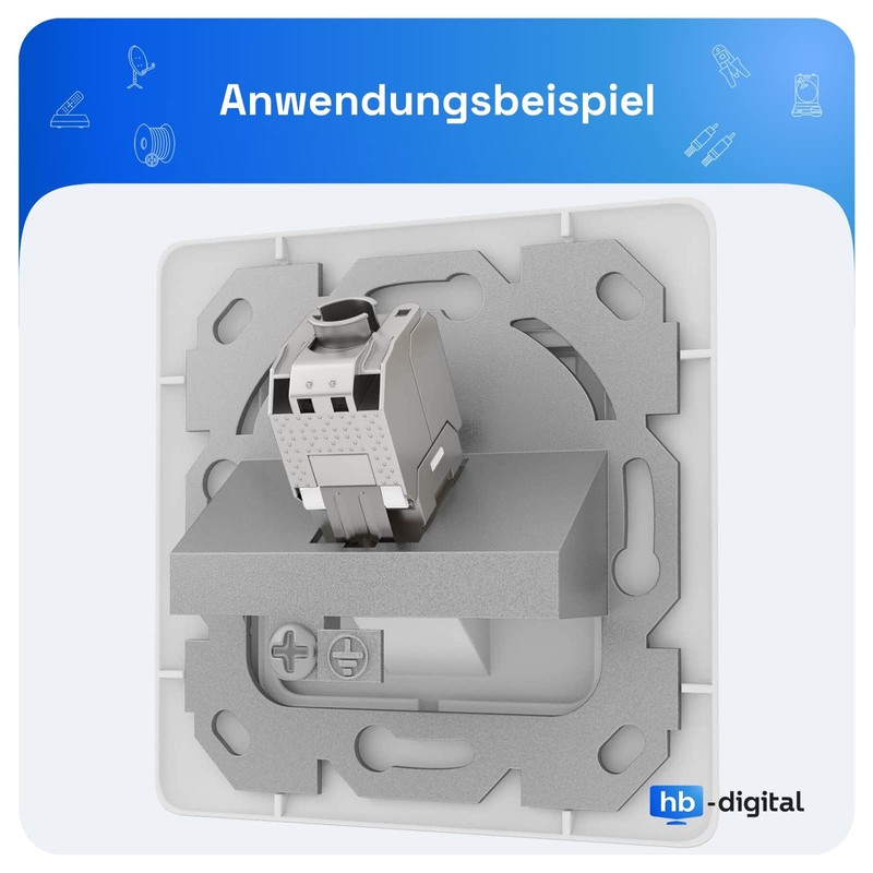 hb-digital 1-Port CAT 7 Network Socket Flush-Mounted RAL9003 + 1x