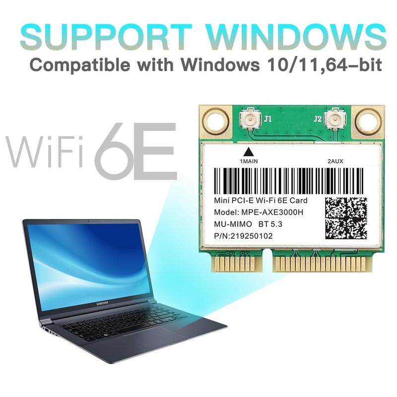 MPE-AXE3000H WiFi 6E Mini Tarjeta PCIe - Adaptador de triple