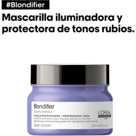 L'Oréal Professionnel Paris Blondifier Mascarilla | Mascarilla restauradora y iluminadora | Mejora el brillo y combate los tonos amarillos | Para cabello rubio y/o con decoloración | Con tecnología de polifenoles de Acaí