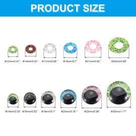 PATIKIL 14-30 mm Lightning Safety Eyes, Pack of 56 Doll Eyes, Realistic Colourful Crochet Safety Eyes for Decoration, Crochet Accessories, Doll Craft, Grass Green, Pink, Blue, Silver, Brown