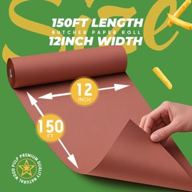 PH PERKHOMY Pink Butcher Paper Roll 12" x 1800" (150') for Smoker BBQ Grilling Smoking Meat Unbleached Uncoated Unwaxed (Pink, 12" x 150')