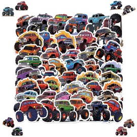 100 Stück Monsterwagen Aufkleber, Monster Truck Sticker Set, Coole Monster Truck Aufkleber, Wasserdichte Vinyl Sticker für Kinder Teens Laptop Skateboard Fahrrad Motorrad Computer Koffer