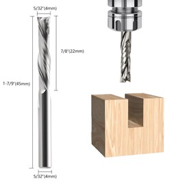 Trvoxviq Compression CNC Spiral Router Bits 10PCS, 2 Flutes 5/32'' Shank Up Down Cut Solid Carbide End Mills, 7/8'' Cutting Length Milling Cutters CNC Bits for Wood Engraving Carving(4x22mm)
