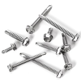 180PCs #10 x 1/2 Self Tapping Screws Sheet Metal Screws Self Drilling Screws for Metal Wood Plastic Aluminum, Hex Washer TEK Screws 410 Stainless Steel