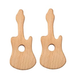 2pcs Unfinished Beech Wooden Pendant Wooden Guitar Shape Teether Wooden Baby Teething Toys (Guitar 2pcs)