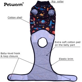 PetWarm Surgery Recovery Suit Male, Onesie for Dogs, Substitute E-Collar and Cone Anti-Licking Dog Surgery Recovery Suit Soft Dog Bodysuit for Small Medium Large Dogs, Cosmic Pattern, Black Gold, S