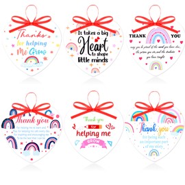 6 Pieces Acrylic Thank You Teacher Gifts,Gifts for Teachers to Say Thank You,Appreciation Graduation Presents,Heart-Shaped Acrylic Office Desk Decor (6)