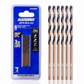 7/64" HSS Black and Gold Coated Twist Drill Bits, General Purpose HSS Drill bit, 135 Degree Split Point, Ideal for drilling in Steel, Copper, Aluminum, and Plastic etc., Drill Bits Tools (6 pcs)