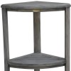 HomeRoots 17" Gray Teak Corner Shower Bench With Shelf