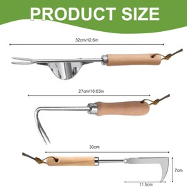 Lunyloer Unkrautentferner für den Garten, 3 Stück, multifunktionaler manueller Unkrautentferner mit V-förmigem Haken, Edelstahl-Gartengeräte für Garten, Rasen, Hof, Terrasse, Umpflanzung