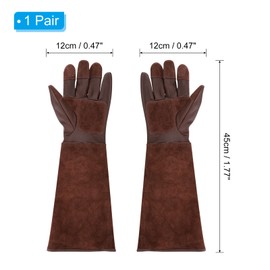 PATIKIL XL Long Gardening Gloves, Cowhide Leather Rose Pruning Garden Glove Thorn Proof Women Garden Gloves for Women Men Planting Pruning Digging, Brown