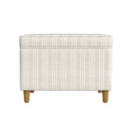 Spatial Order Home Decor | Dinah Collection Modern Storage Ottoman | Ottoman with Storage for Living Room & Bedroom(Cream Marigold Pinstripe Fabric)