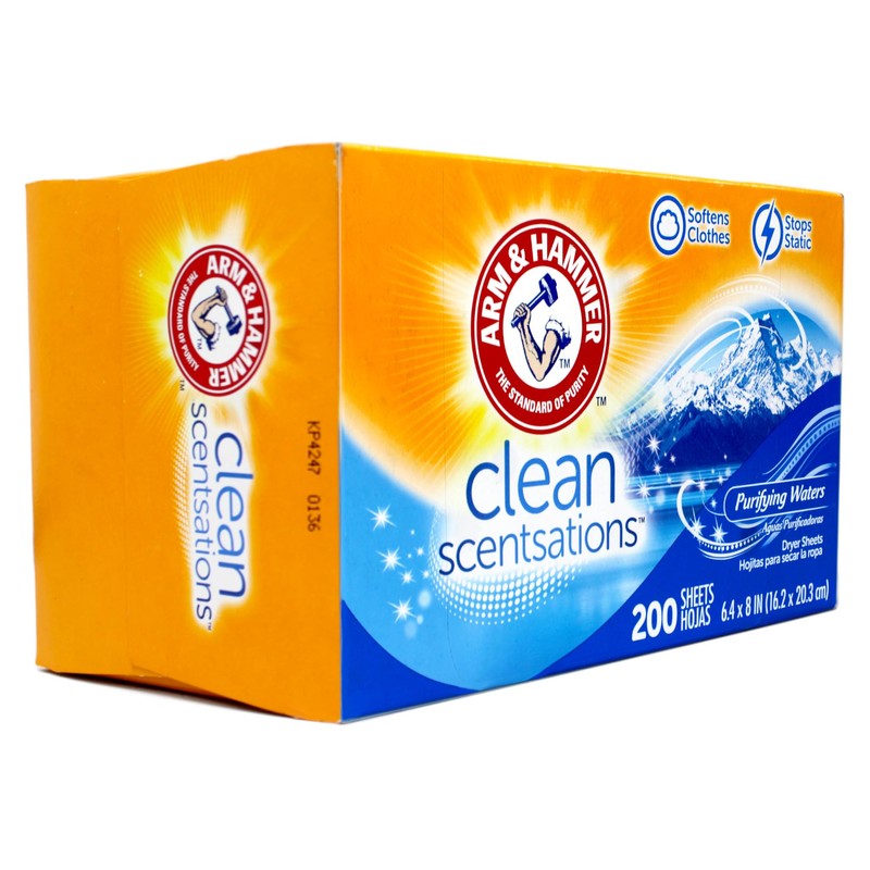Arm & Hammer Fabric Softener Sheets, Purifying Waters, 200 ct