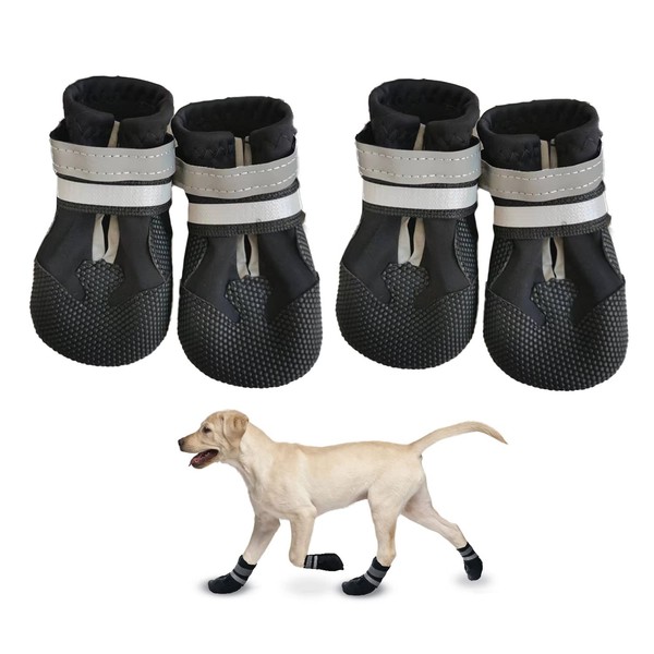 Leeko Dog Boots, Adjustable Dog Shoes Paw Protector, Anti-Slip Rubber
