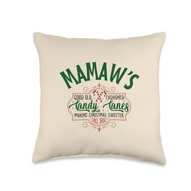 Grandma's Christmas Bakery Mamaw's Good Old Fashioned Christmas Candy Canes Sweet Throw Pillow, 16x16, Multicolor