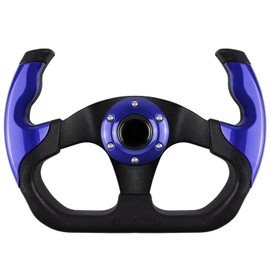 QYMOPAY Universal Racing Steering Wheel, 6 Bolt Anti-Slip Leather and Aluminum Gaming Steering Wheel with Horn Button for Racing/Car Sim Driving/JDM Sports Racing Steering Wheel