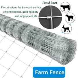 Farm Fence, 4ft x 164ft Galvanized Wire Fencing, Goat, Sheep & Deer, Durable Chain Link Fence, Heavy Zinc Coating Wire Used to Hog Goat Fencing for Yard Garden and Field