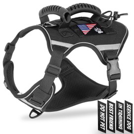 Elpdem Tactical Dog Vest,Harness for Large Medium Dogs Reflective No Pull Adjustable Pet Harness Walking Training Running,Easy Control Pet Vest for Military Use Service Dog Harnesses(Black,M)