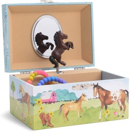 Jewelry Box for Girls by Jewelkeeper - Barn Design Musical Jewelry Box with Spinning Horse Doll - Pony Stuff for Girls, Horse Gift for Kids, Equestrian Keepsake for Ages 2 Up - Home on The Range Tune