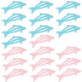 Glitter Cute Dolphin Snap Hair Clips, Blue and Pink, Handmade metal hair clip for Women Girls Kids.(20 PCS)