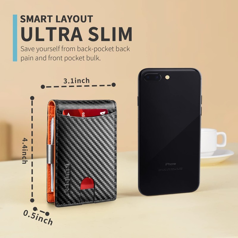 RUNBOX Mens Slim Wallet Larger Capacity with 12 Slots RFID