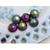 Vintage Glass Cabochons Ruby AB Dome Cottage 11mm Round NOS