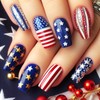 24Pcs 4th of July Press on Nails Independence Day Acrylic