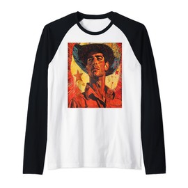 Retro Vintage 1950s Western Ranch Cowboy Hat Desert Art Raglan Baseball Tee