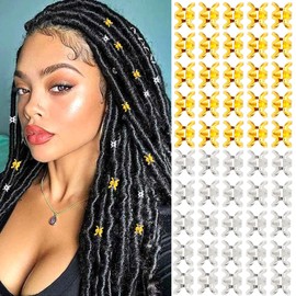 NAISKA 50PCS Dreadlocks Jewelry Beads Hair Braid Rings Clips Dread Locks Metal Hair Braiding Jewelry for Women Braids or Man Beard(Golden and Sliver)