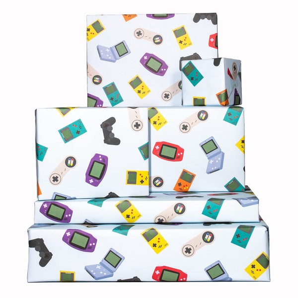 CENTRAL 23 Boy Wrapping Paper - Video Games - 6 Sheets of Birthday Gift Wrap for Boys - Recyclable