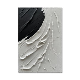 NANKAI Art 36x24 Inches Hand-painted Thick Textured Black and White Minimalist Oil painting Home Wall decorative art oil painting