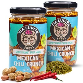 Tia Lupita Mexican Chili Crunch Peanut – Salsa Macha, Crunchy Morita Chili Oil | Gluten-Free, Non-GMO, Vegan | 7.5 Oz (Pack of 2)