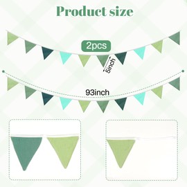 2PCS Pennant Banner Flags, Fabric Bunting Banner Nursery Garland Decor, Baby Shower Garland, Triangle Flags for Baby Boy Room, Playroom, Boho Birthday Party Decor, Each 7.75 ft (Blue Green)