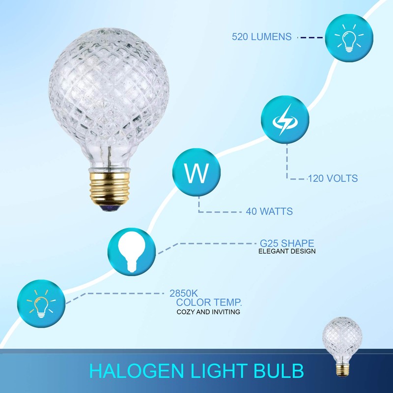 LABORATE LIGHTING, Halogen Light Bulbs, Decorative Light Bulbs, Cut Glass,