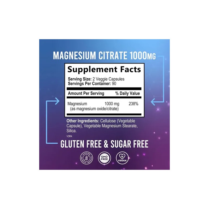 Health Nutrition Citrato Magnesio 1000mg 180 Caps Sabor