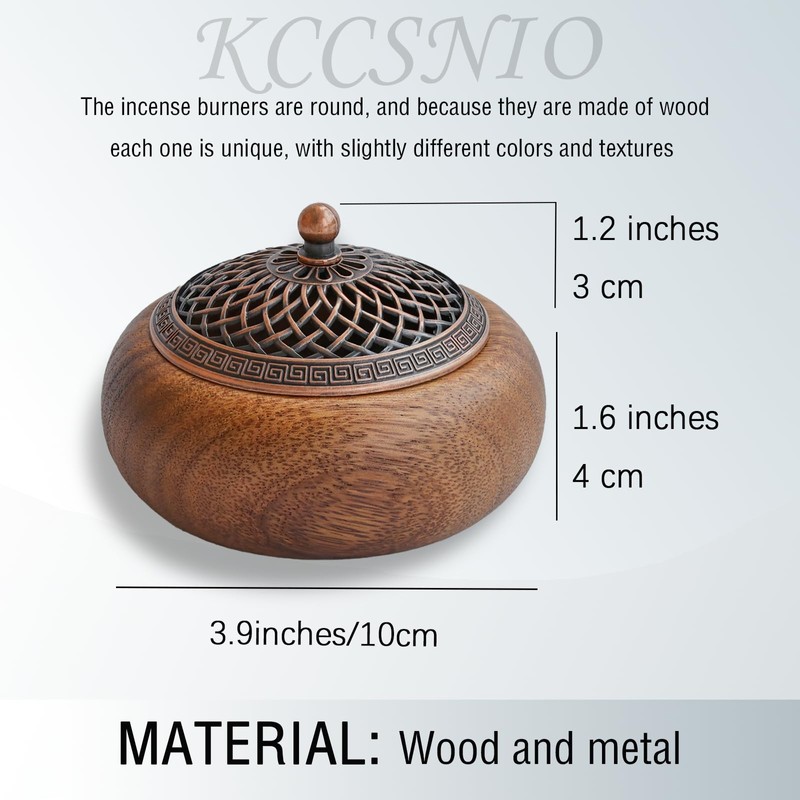 Acacia Wood Incense Burner for Cones & Coils, with Sticks