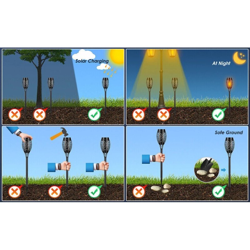 Claoner 4 PACK Flickering Solar Lights Flame Torch Outdoor Landscape